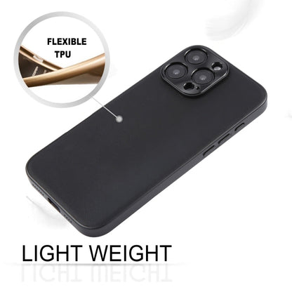 For iPhone 16 Pro Max GEBEI Plain Leather TPU Hybrid PU Phone Case(Black)