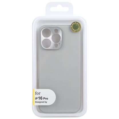 For iPhone 16 Pro GEBEI Plain Leather TPU Hybrid PU Phone Case(Grey)