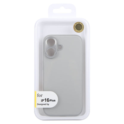 For iPhone 16 Plus GEBEI Plain Leather TPU Hybrid PU Phone Case(Grey)