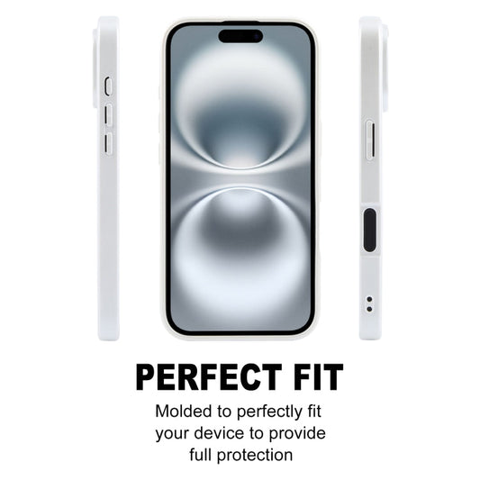 For iPhone 16 GEBEI Plain Leather TPU Hybrid PU Phone Case(White)