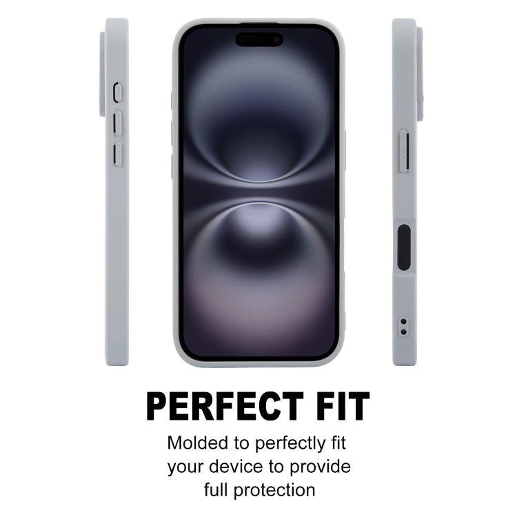 For iPhone 16 GEBEI Plain Leather TPU Hybrid PU Phone Case(Grey)