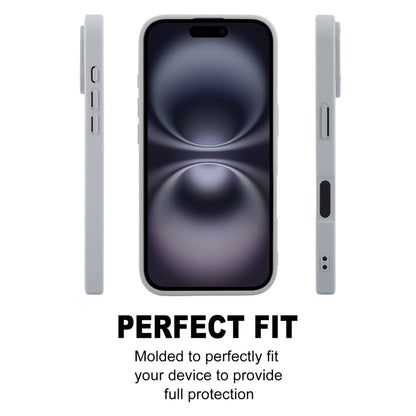 For iPhone 16 GEBEI Plain Leather TPU Hybrid PU Phone Case(Grey)