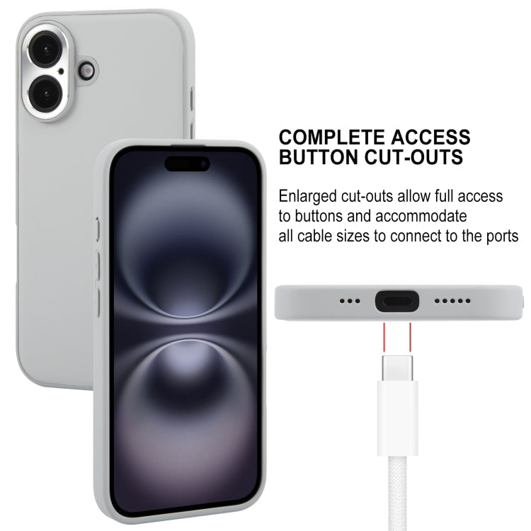 For iPhone 16 GEBEI Plain Leather TPU Hybrid PU Phone Case(Grey)