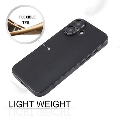 For iPhone 16 GEBEI Plain Leather TPU Hybrid PU Phone Case(Black)