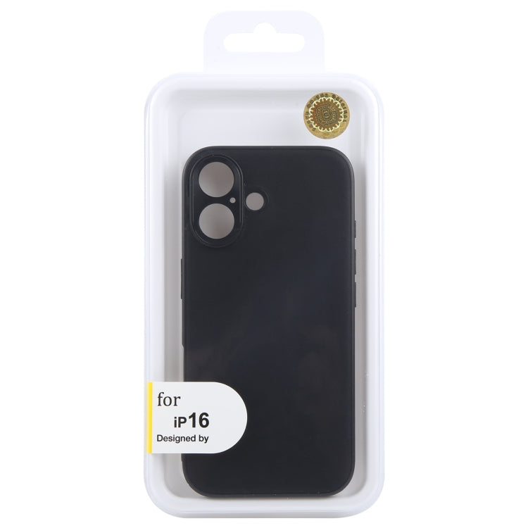 For iPhone 16 GEBEI Plain Leather TPU Hybrid PU Phone Case(Black)