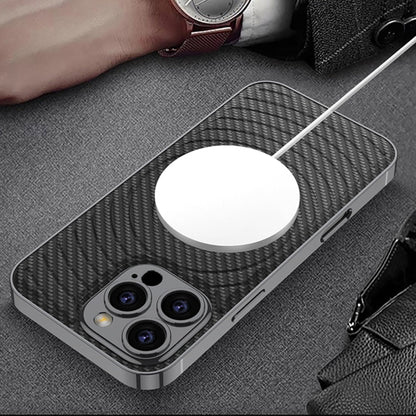 For iPhone 16 Pro GKK Plating Leather Wave MagSafe Phone Case(Grey)