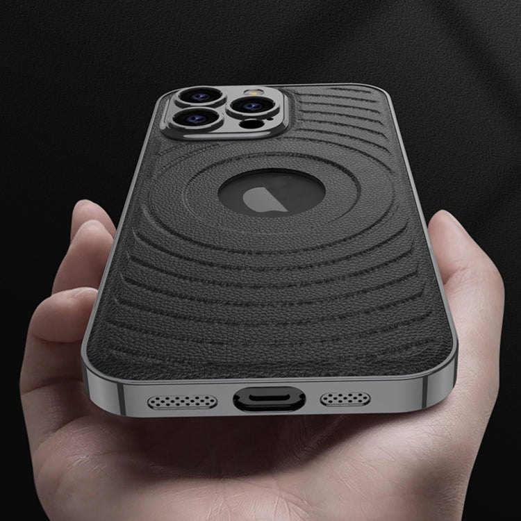 For iPhone 16 Pro Max GKK Plating Leather Wave MagSafe Phone Case(Titanium Gray)