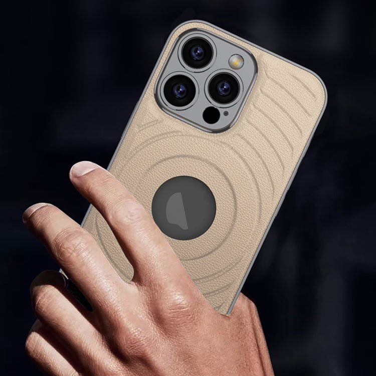 For iPhone 16 Pro Max GKK Plating Leather Wave MagSafe Phone Case(Titanium Gray)