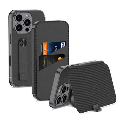 Pour iPhone 16 Pro Max Étui de téléphone en cuir GKK Plating Phantom Flip MagSafe (noir)