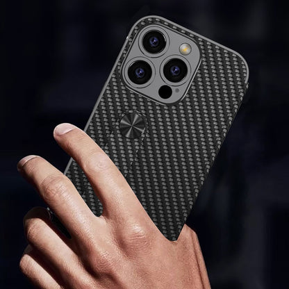 For iPhone 16 Pro Max GKK Plating Phantom Flip Leather MagSafe Phone Case(Carbon Fiber)