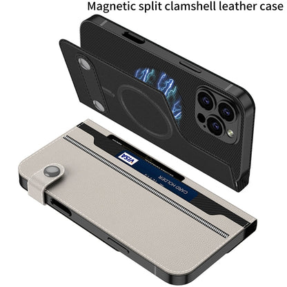 Pour iPhone 16 Pro Max Étui de téléphone en cuir GKK détachable avec MagSafe (fibre de carbone)