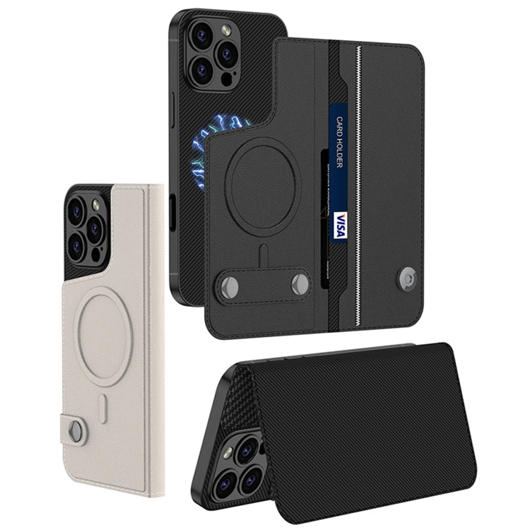 For iPhone 16 Pro GKK Detachable Flip Leather MagSafe Phone Case(Carbon Fiber)