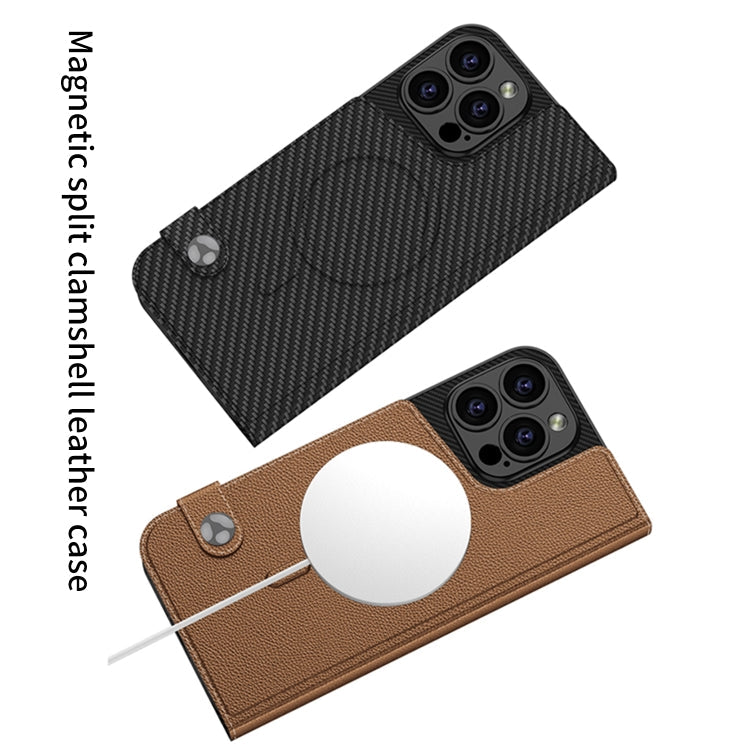 For iPhone 16 Pro GKK Detachable Flip Leather MagSafe Phone Case(Carbon Fiber)