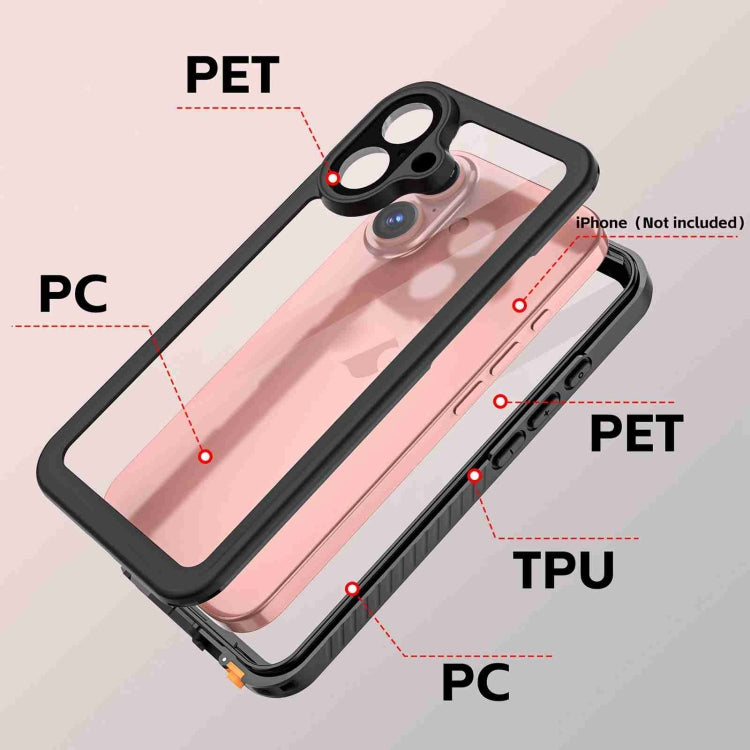 For iPhone 16 RedPepper IP68 Waterproof Triple-proof Phone Case(Black)