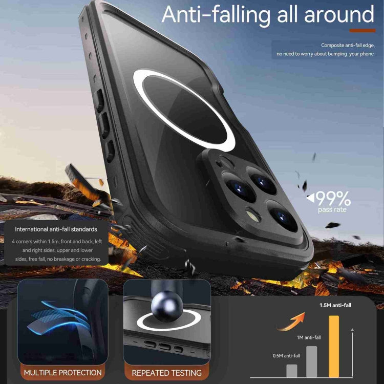 For iPhone 16 Pro Max RedPepper IP68 Waterproof Triple-proof MagSafe Phone Case(Black)