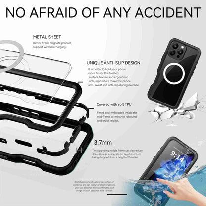 For iPhone 16 Pro Max RedPepper IP68 Waterproof Triple-proof MagSafe Phone Case(Black)
