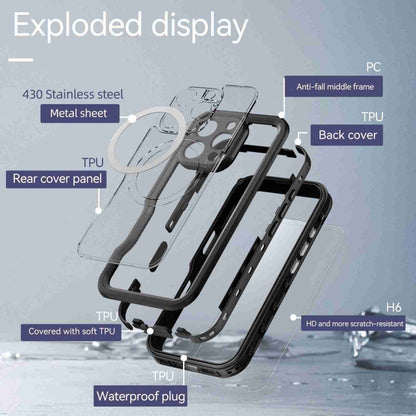 For iPhone 16 Pro Max RedPepper IP68 Waterproof Triple-proof MagSafe Phone Case(Black)