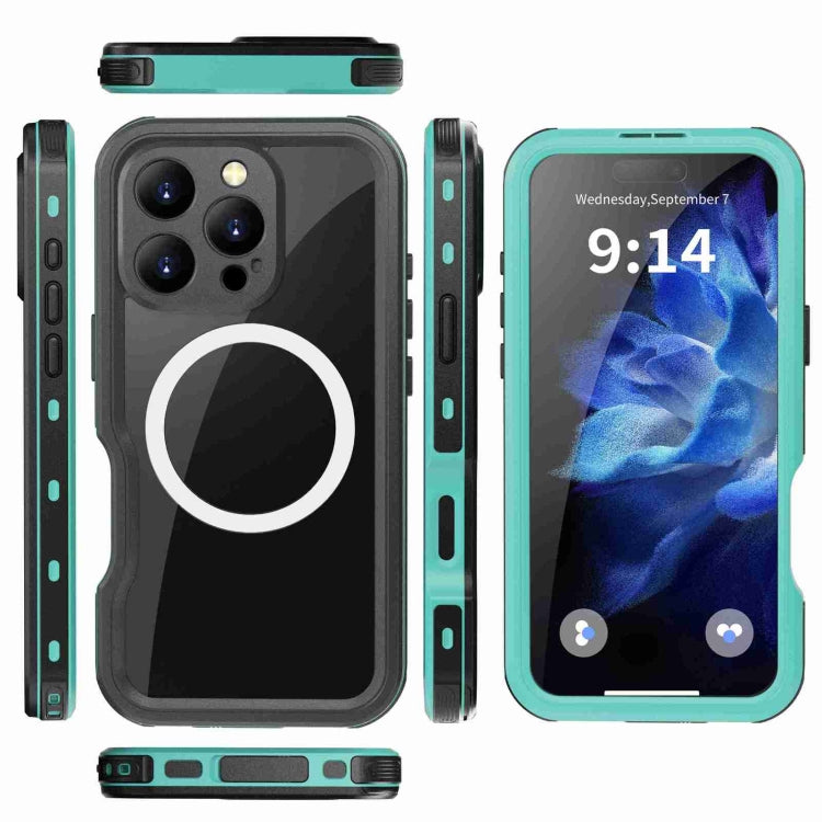 For iPhone 16 Pro RedPepper IP68 Waterproof Triple-proof MagSafe Phone Case(Black Blue)