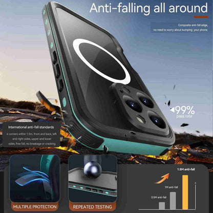 For iPhone 16 Pro RedPepper IP68 Waterproof Triple-proof MagSafe Phone Case(Black Blue)
