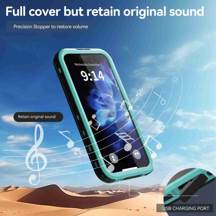 For iPhone 16 Pro RedPepper IP68 Waterproof Triple-proof MagSafe Phone Case(Black Blue)