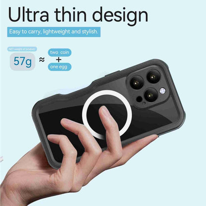 For iPhone 16 Pro RedPepper IP68 Waterproof Triple-proof MagSafe Phone Case(Black Blue)