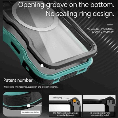 For iPhone 16 Pro RedPepper IP68 Waterproof Triple-proof MagSafe Phone Case(Black Blue)