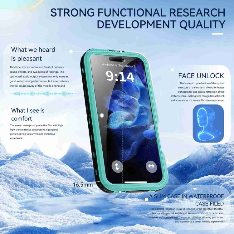 For iPhone 16 Pro RedPepper IP68 Waterproof Triple-proof MagSafe Phone Case(Black Blue)
