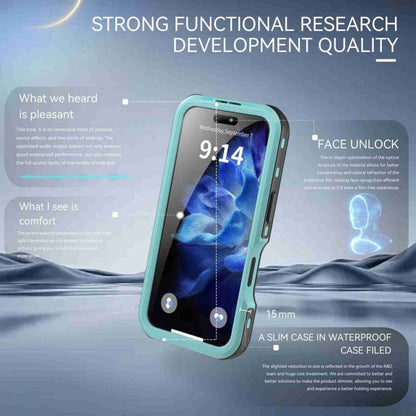 For iPhone 16 Plus RedPepper IP68 Waterproof Triple-proof MagSafe Phone Case(Black Blue)