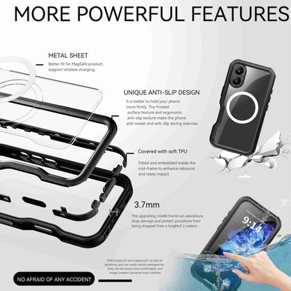 For iPhone 16 Plus RedPepper IP68 Waterproof Triple-proof MagSafe Phone Case(Black)