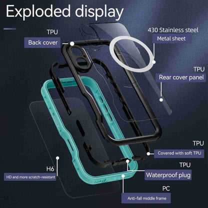 For iPhone 16 RedPepper IP68 Waterproof Triple-proof MagSafe Phone Case(Black Blue)
