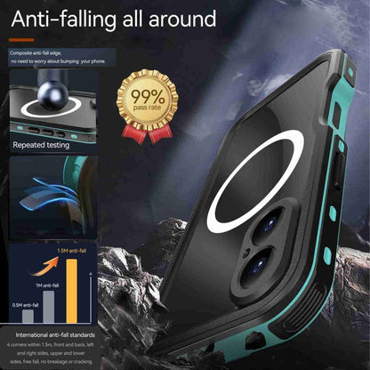 For iPhone 16 RedPepper IP68 Waterproof Triple-proof MagSafe Phone Case(Black Blue)