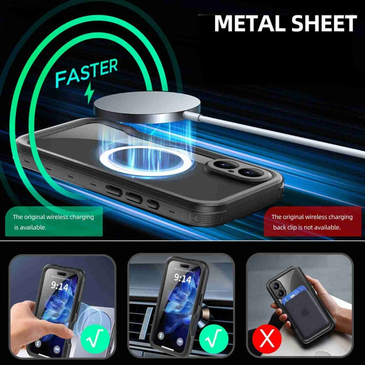 For iPhone 16 RedPepper IP68 Waterproof Triple-proof MagSafe Phone Case(Black)