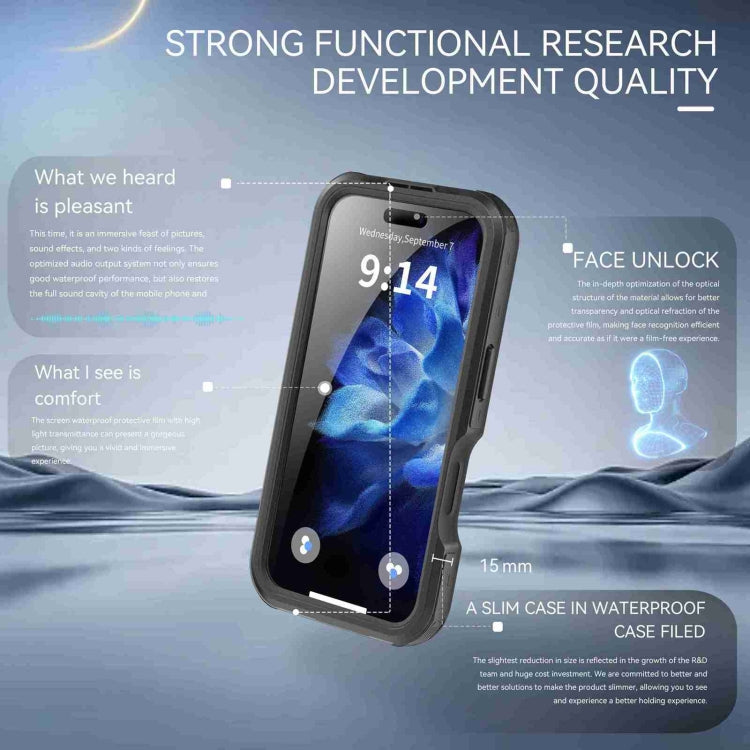 For iPhone 16 RedPepper IP68 Waterproof Triple-proof MagSafe Phone Case(Black)