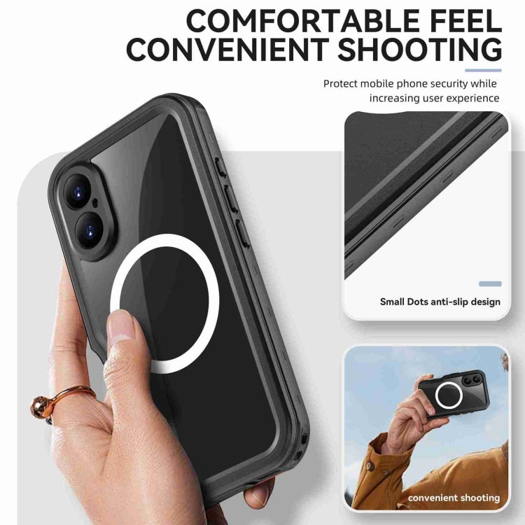 For iPhone 16 RedPepper IP68 Waterproof Triple-proof MagSafe Phone Case(Black)