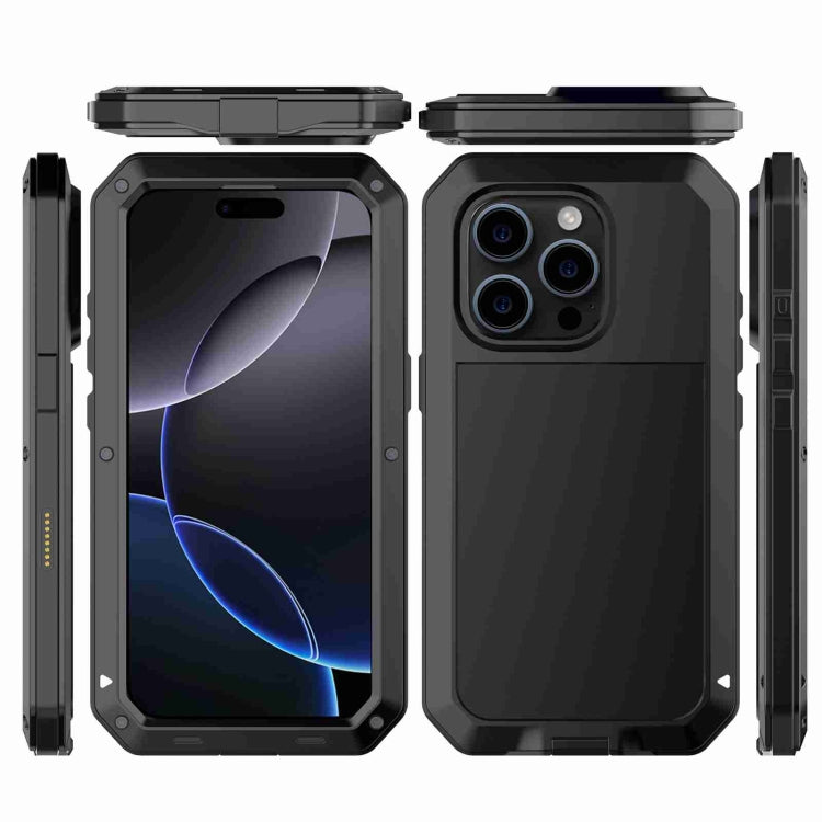 For iPhone 16 Pro Max RedPepper Triple-proof Metal Phone Case(Black)