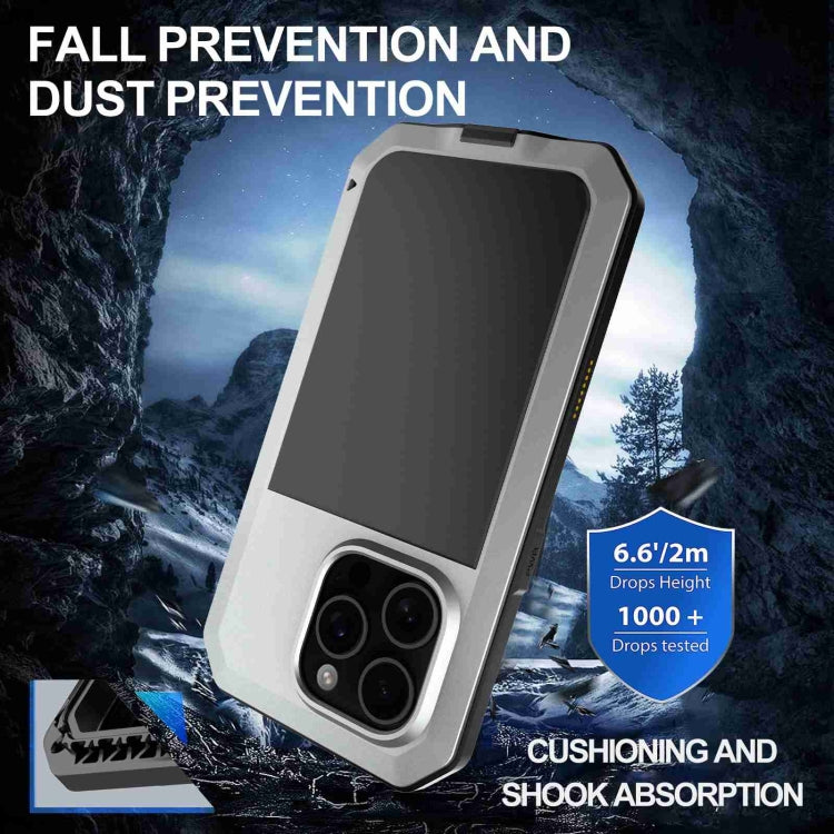 For iPhone 16 Pro RedPepper Triple-proof Metal Phone Case(Silver)