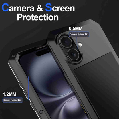 For iPhone 16 Plus RedPepper Triple-proof Metal Phone Case(Black)