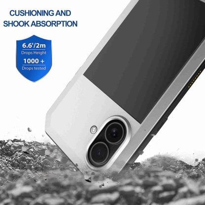 For iPhone 16 Plus RedPepper Triple-proof Metal Phone Case(Silver)