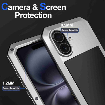 For iPhone 16 Plus RedPepper Triple-proof Metal Phone Case(Silver)