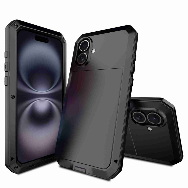 Pour iPhone 16 Coque de téléphone en métal triple protection RedPepper (Noir)