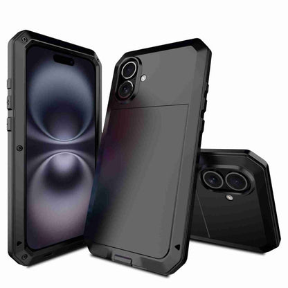 Pour iPhone 16 Coque de téléphone en métal triple protection RedPepper (Noir)