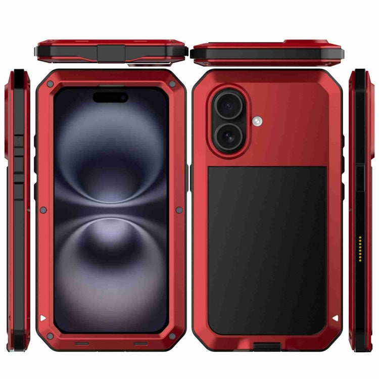 Pour iPhone 16 Coque de téléphone en métal triple protection RedPepper (rouge)
