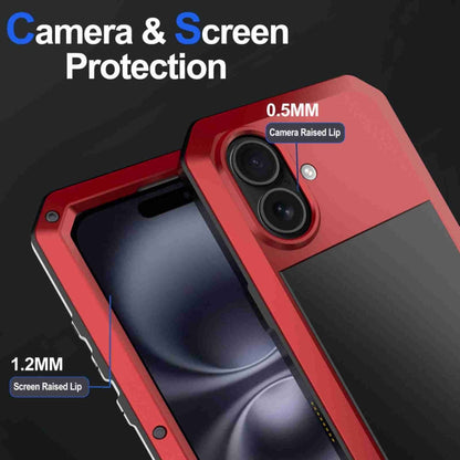 Pour iPhone 16 Coque de téléphone en métal triple protection RedPepper (rouge)
