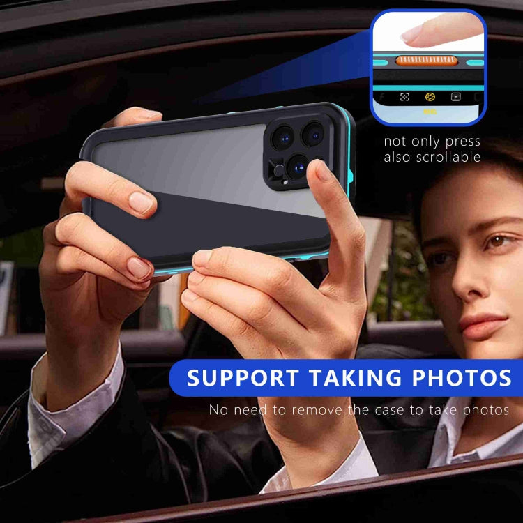 For iPhone 16 Pro Max RedPepper Transparent Dot IP68 Waterproof Triple-proof Phone Case(Black Blue)