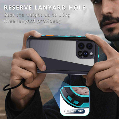 For iPhone 16 Pro Max RedPepper Transparent Dot IP68 Waterproof Triple-proof Phone Case(Black Blue)