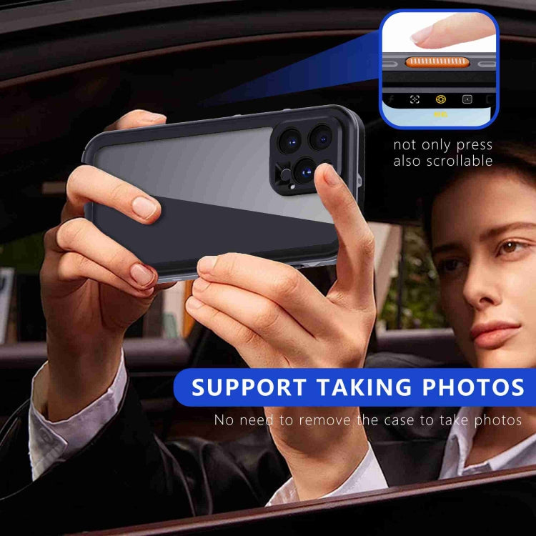 For iPhone 16 Pro Max RedPepper Transparent Dot IP68 Waterproof Triple-proof Phone Case(Black Dark Grey)