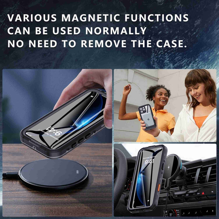 For iPhone 16 Pro Max RedPepper Transparent Dot IP68 Waterproof Triple-proof Phone Case(Black Dark Grey)