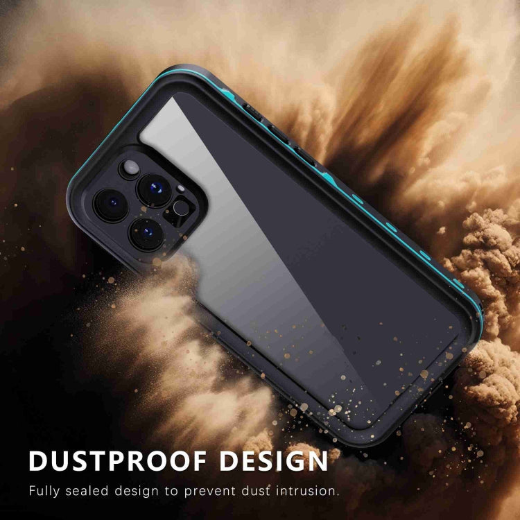 For iPhone 16 Pro RedPepper Transparent Dot IP68 Waterproof Triple-proof Phone Case(Black Blue)