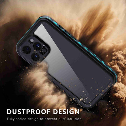 For iPhone 16 Pro RedPepper Transparent Dot IP68 Waterproof Triple-proof Phone Case(Black Blue)