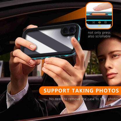 For iPhone 16 RedPepper Transparent Dot IP68 Waterproof Triple-proof Phone Case(Black Blue)